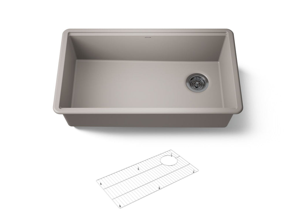 KOHLER K-33710-CM3 Billings 32-1/2" Undermount Single-Bowl Kitchen Sink - Matte Taupe