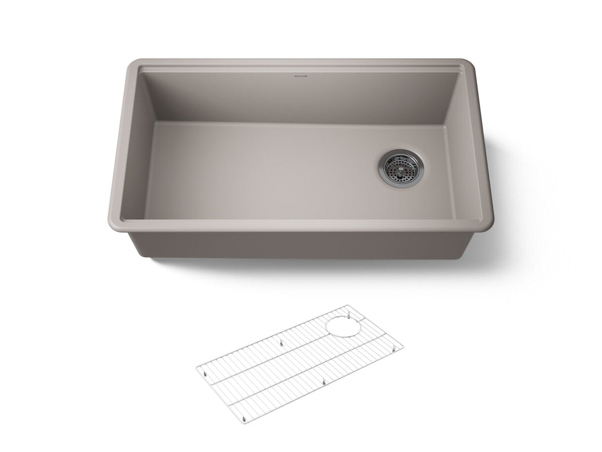 KOHLER K-33710-CM3 Billings 32-1/2" Undermount Single-Bowl Kitchen Sink - Matte Taupe