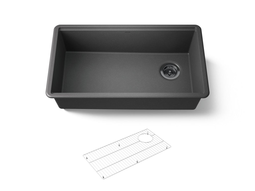 KOHLER K-33710-CM7 Billings 32-1/2" Undermount Single-Bowl Kitchen Sink - Matte Graphite