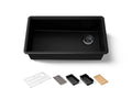 KOHLER K-33710-PC-CM1 Billings 32-1/2" Undermount Single-Bowl Workstation Kitchen Sink - Matte Black