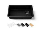 KOHLER K-33710-PC-CM1 Billings 32-1/2" Undermount Single-Bowl Workstation Kitchen Sink - Matte Black