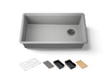 KOHLER K-33710-PC-CM4 Billings 32-1/2" Undermount Single-Bowl Workstation Kitchen Sink - Matte Grey
