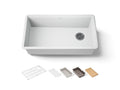 KOHLER K-33710-PC-CM6 Billings 32-1/2" Undermount Single-Bowl Workstation Kitchen Sink - Matte White