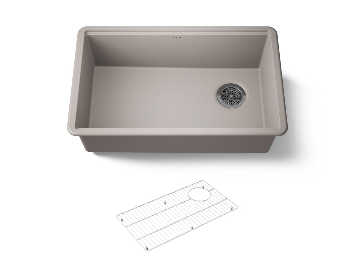 KOHLER K-33712-CM3 Billings 29-1/2" Undermount Single-Bowl Kitchen Sink - Matte Taupe