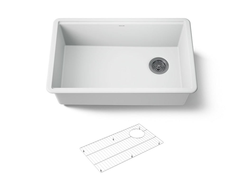 KOHLER K-33712-CM6 Billings 29-1/2" Undermount Single-Bowl Kitchen Sink - Matte White