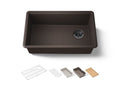 KOHLER K-33712-PC-CM2 Billings 29-1/2" Undermount Single-Bowl Workstation Kitchen Sink - Matte Brown