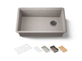 KOHLER K-33712-PC-CM3 Billings 29-1/2" Undermount Single-Bowl Workstation Kitchen Sink - Matte Taupe