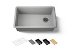 KOHLER K-33712-PC-CM4 Billings 29-1/2" Undermount Single-Bowl Workstation Kitchen Sink - Matte Grey