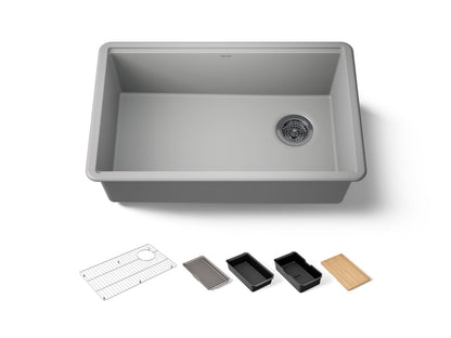KOHLER K-33712-PC-CM4 Billings 29-1/2" undermount single-bowl workstation kitchen sink - Matte Grey