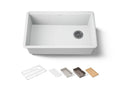 KOHLER K-33712-PC-CM6 Billings 29-1/2" Undermount Single-Bowl Workstation Kitchen Sink - Matte White