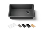 KOHLER K-33712-PC-CM7 Billings 29-1/2" Undermount Single-Bowl Workstation Kitchen Sink - Matte Graphite