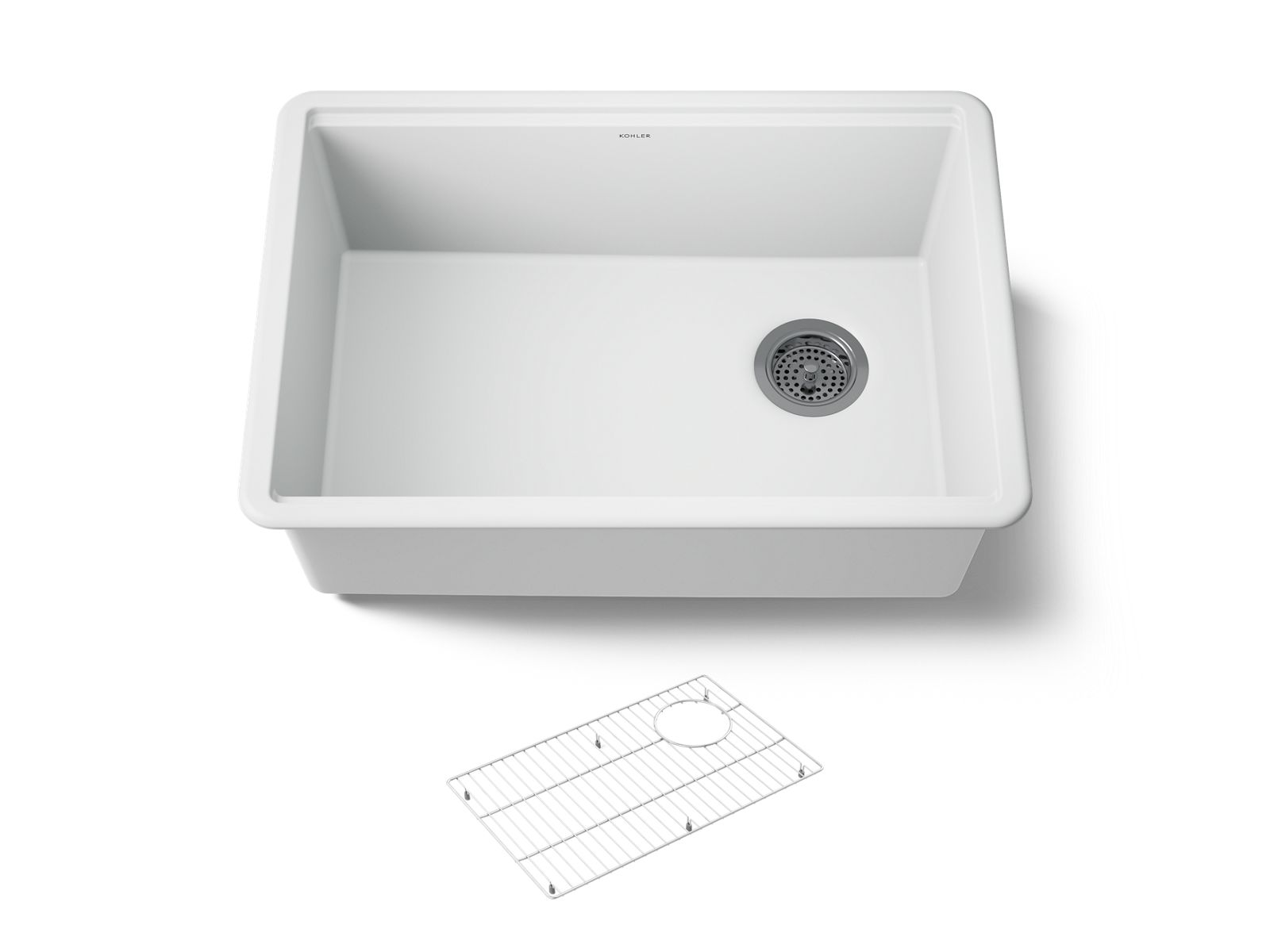 KOHLER K-33713-CM6 Billings 26-1/2" Undermount Single-Bowl Kitchen Sink - Matte White