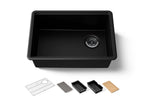 KOHLER K-33713-PC-CM1 Billings 26-1/2" Undermount Single-Bowl Workstation Kitchen Sink - Matte Black