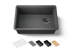 KOHLER K-33713-PC-CM7 Billings 26-1/2" Undermount Single-Bowl Workstation Kitchen Sink - Matte Graphite
