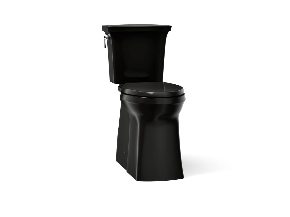 KOHLER K-33814-7 Corbelle Tall Continuousclean Two-Piece Elongated Toilet With Skirted Trapway, 1.28 Gpf - Black Black