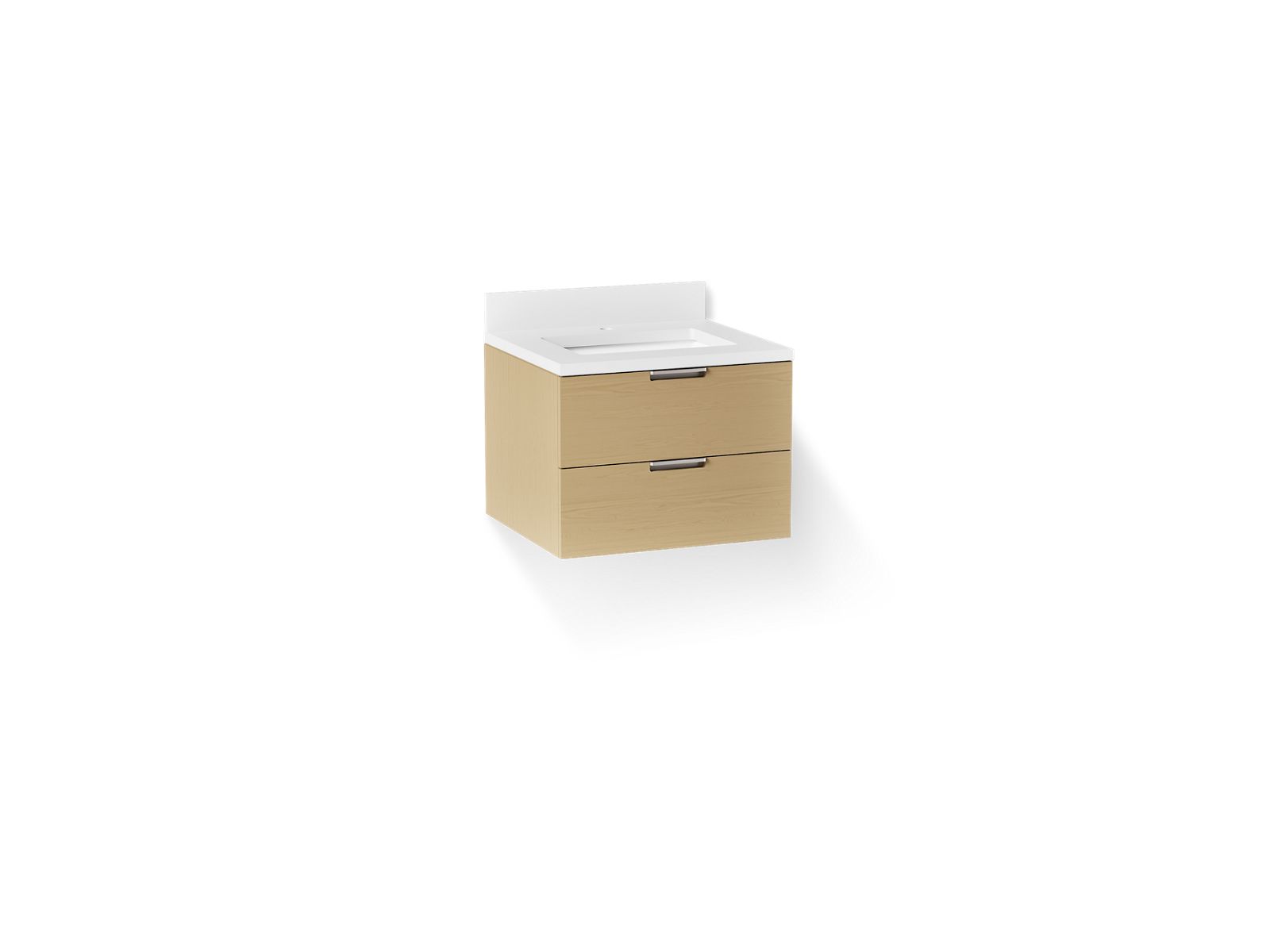KOHLER K-34653-WEK Maxstow 24" Wall-Hung Bathroom Vanity Cabinet With Sink And Quartz Top - Light Oak