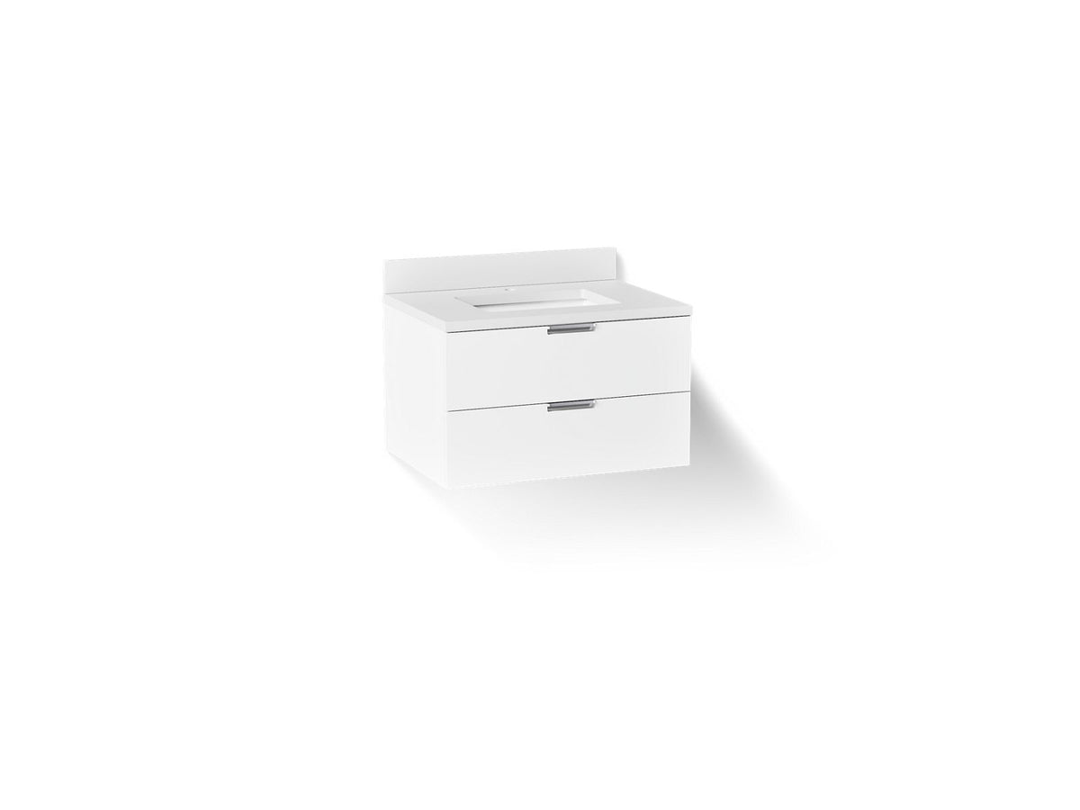 KOHLER K-34654-0 Maxstow 30" Wall-Hung Bathroom Vanity Cabinet With Sink And Quartz Top - White