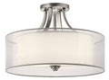KICHLER 42387AP Lacey 20" 4 Light Semi Flush With Satin Etched Cased Opal Inner Diffusers And White Translucent Organza Outer Shade In Antique Pewter