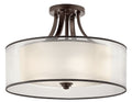 KICHLER 42387MIZ Lacey 20" 4 Light Semi Flush With Satin Etched Cased Opal Inner Diffusers And Light Umber Translucent Organza Outer Shade In Mission Bronze