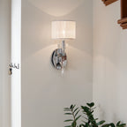 KICHLER 42634CH Parker Point 15.5" 1 Light Wall Sconce With Optical Crystal Accents And Organza Fabric In Chrome