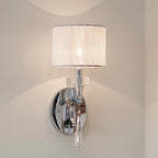 KICHLER 42634CH Parker Point 15.5" 1 Light Wall Sconce With Optical Crystal Accents And Organza Fabric In Chrome