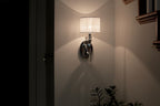 KICHLER 42634CH Parker Point 15.5" 1 Light Wall Sconce With Optical Crystal Accents And Organza Fabric In Chrome
