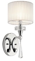 KICHLER 42634CH Parker Point 15.5" 1 Light Wall Sconce With Optical Crystal Accents And Organza Fabric In Chrome