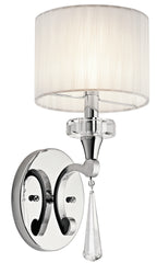 KICHLER 42634CH Parker Point 15.5" 1 Light Wall Sconce With Optical Crystal Accents And Organza Fabric In Chrome