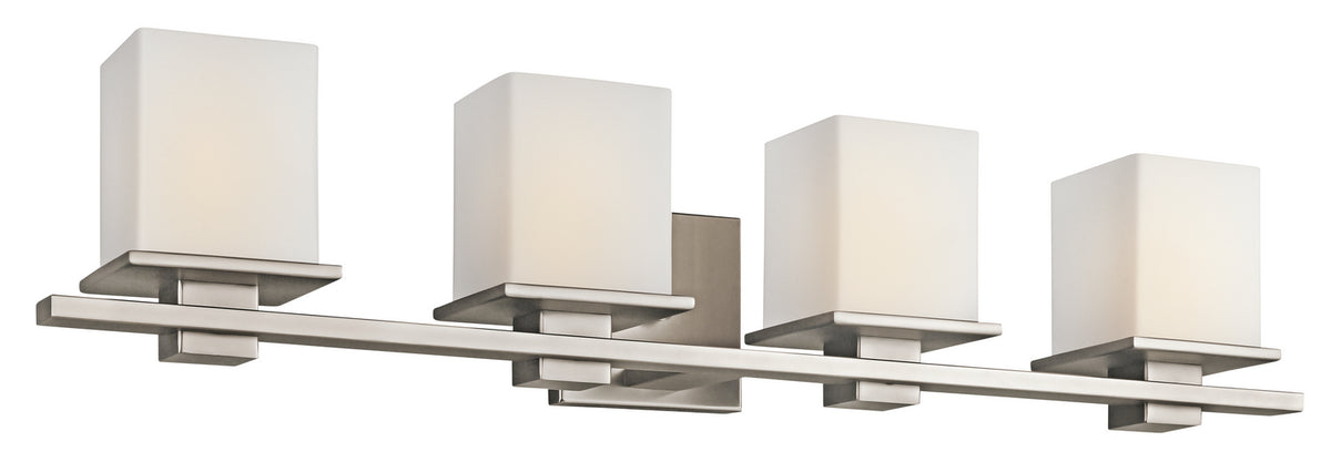 KICHLER 45152AP Tully 32" 4 Light Vanity Light With Satin Etched Cased Opal Glass Antique Pewter