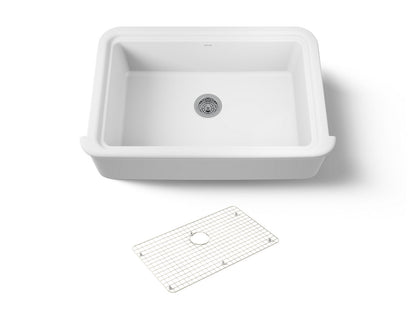 KOHLER K-36250-0 Audrine 35-1/2" undermount single-bowl farmhouse kitchen sink - White
