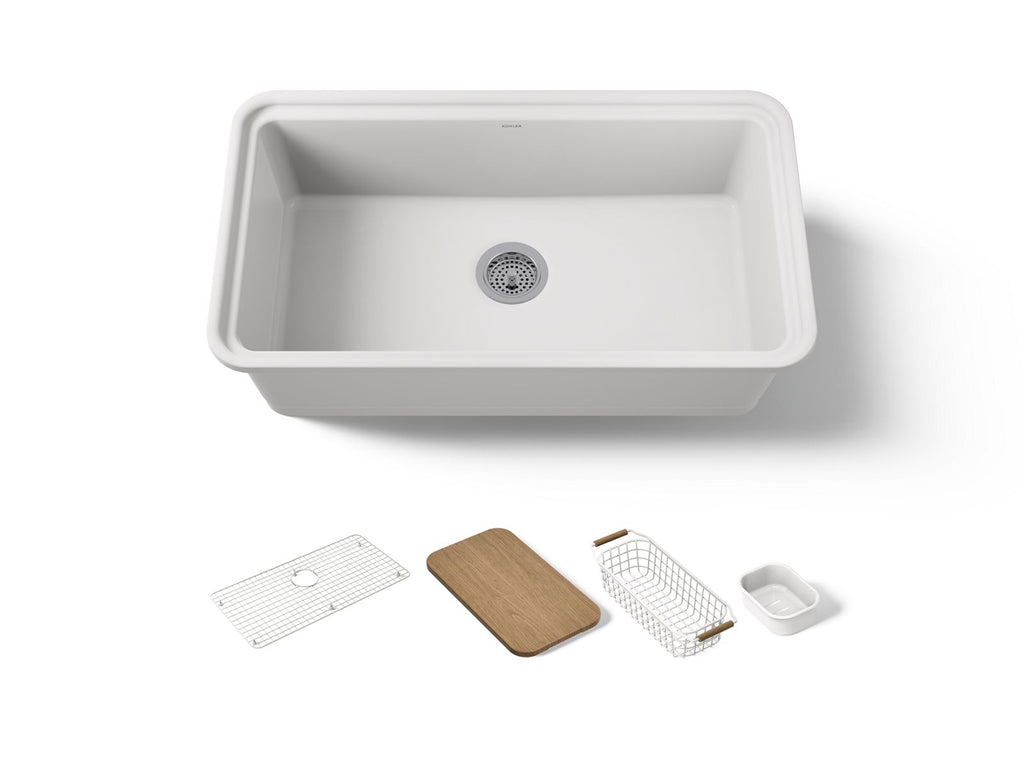 KOHLER K-36254-PC-0 Audrine By Studio Mcgee 33" Undermount Single-Bowl Workstation Kitchen Sink - White