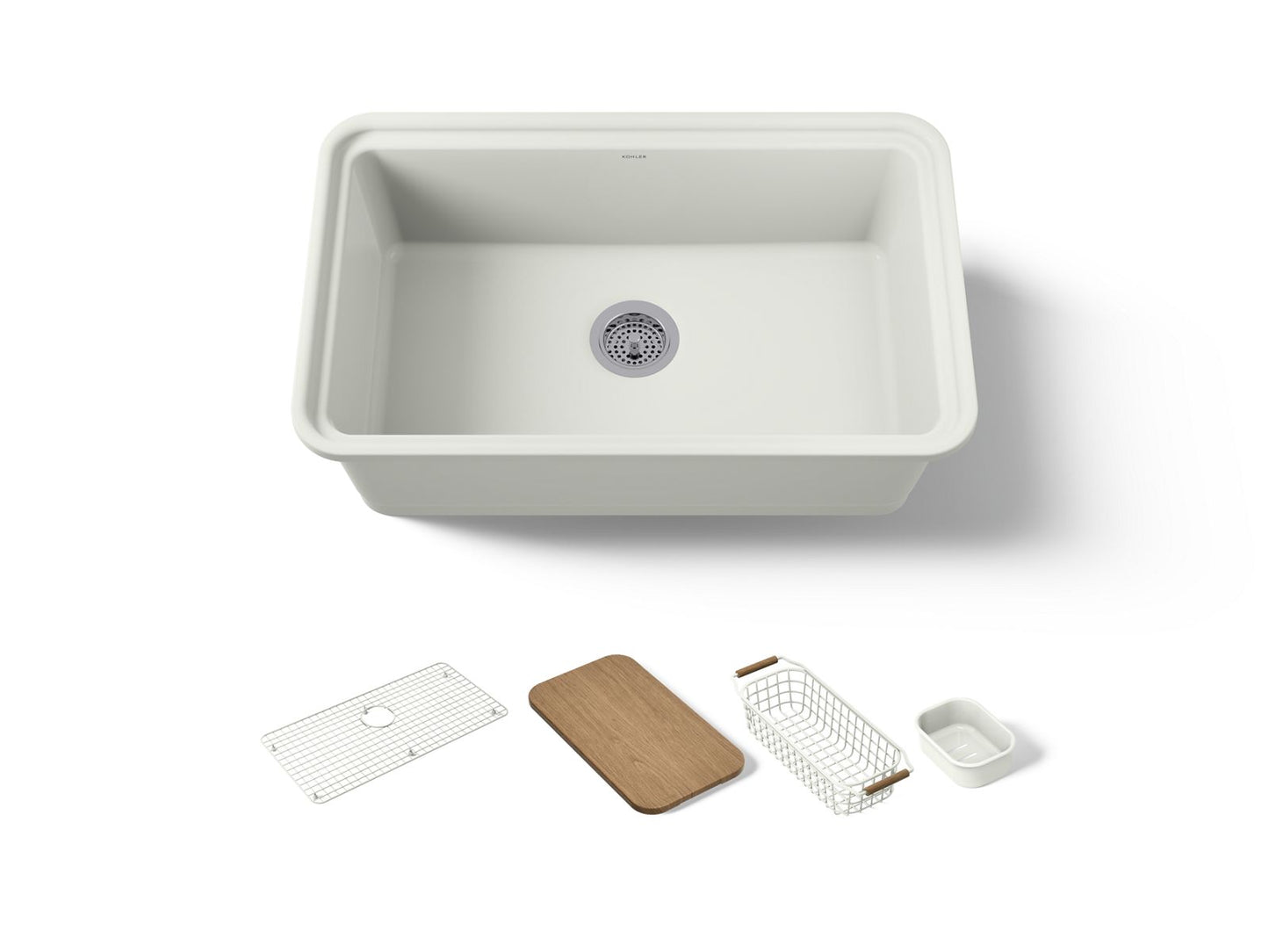 KOHLER K-36255-PC-NY Audrine 30" undermount single-bowl workstation kitchen sink - Dune