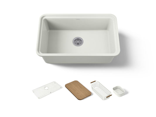 KOHLER K-36255-PC-NY Audrine 30" undermount single-bowl workstation kitchen sink - Dune