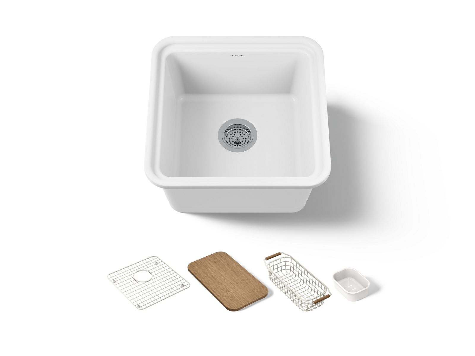 KOHLER Audrine 18-5/8" undermount workstation bar sink in White - K-36259-PC-0