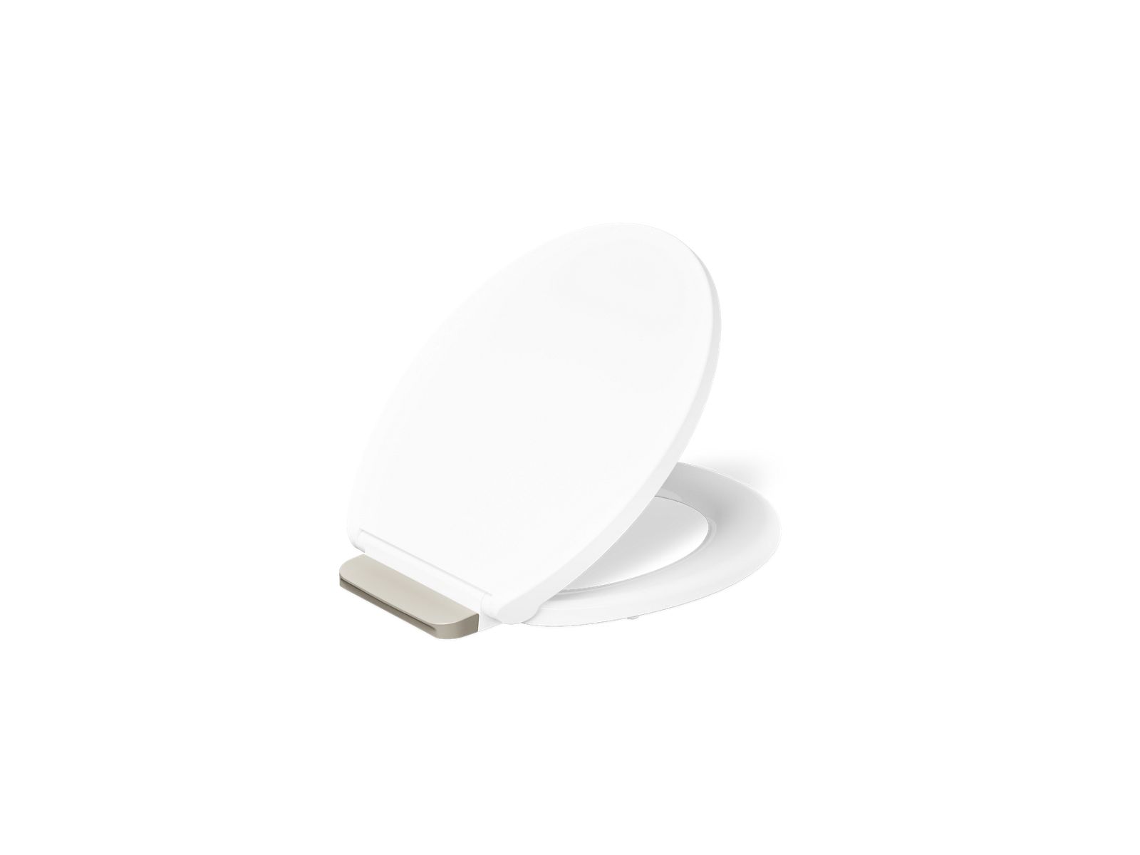 KOHLER K-36594-BN-0 Covert Readylatch Quiet-Close Round-Front Toilet Seat - White