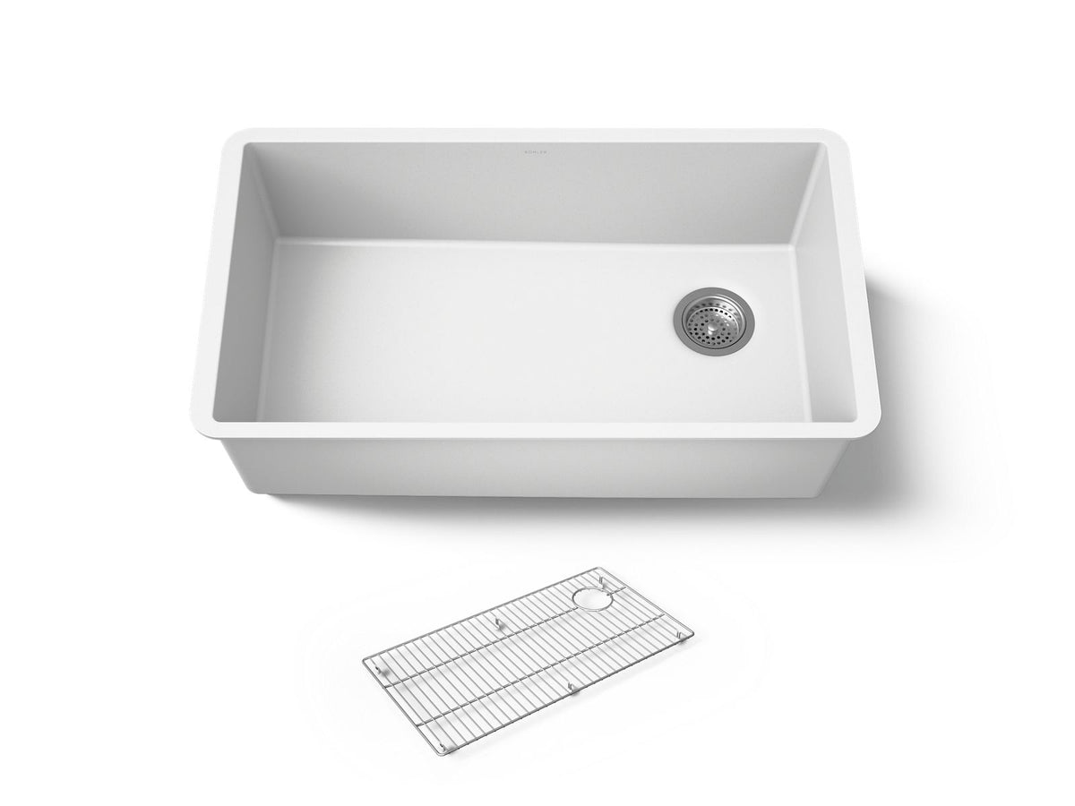KOHLER K-36747-CM6 Billings 32-1/2" undermount single-bowl kitchen sink - Matte White