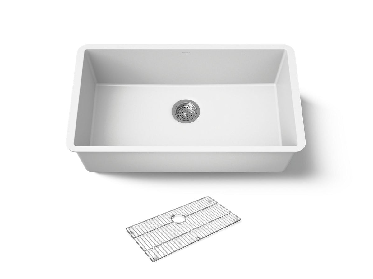 KOHLER K-36748-CM6 Billings 32-1/2" undermount single-bowl kitchen sink - Matte White