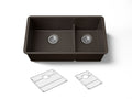 KOHLER K-36749-CM2 Billings 32-1/2" undermount double-bowl kitchen sink - Matte Brown