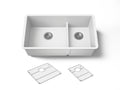 KOHLER K-36749-CM6 Billings 32-1/2" undermount double-bowl kitchen sink - Matte White