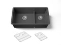 KOHLER K-36749-CM7 Billings 32-1/2" undermount double-bowl kitchen sink - Matte Graphite