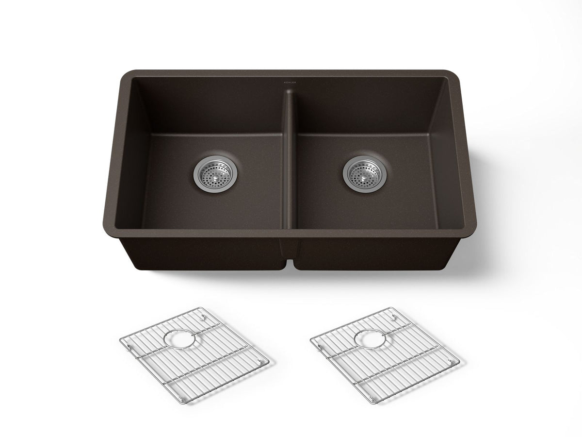 KOHLER K-36750-CM2 Billings 32-1/2" undermount double-bowl kitchen sink - Matte Brown
