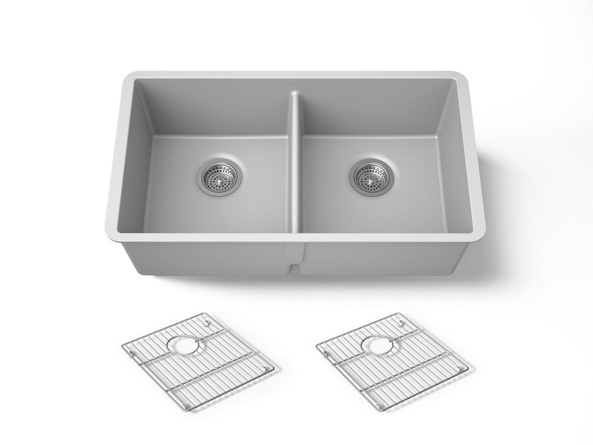 KOHLER K-36750-CM4 Billings 32-1/2" undermount double-bowl kitchen sink - Matte Grey
