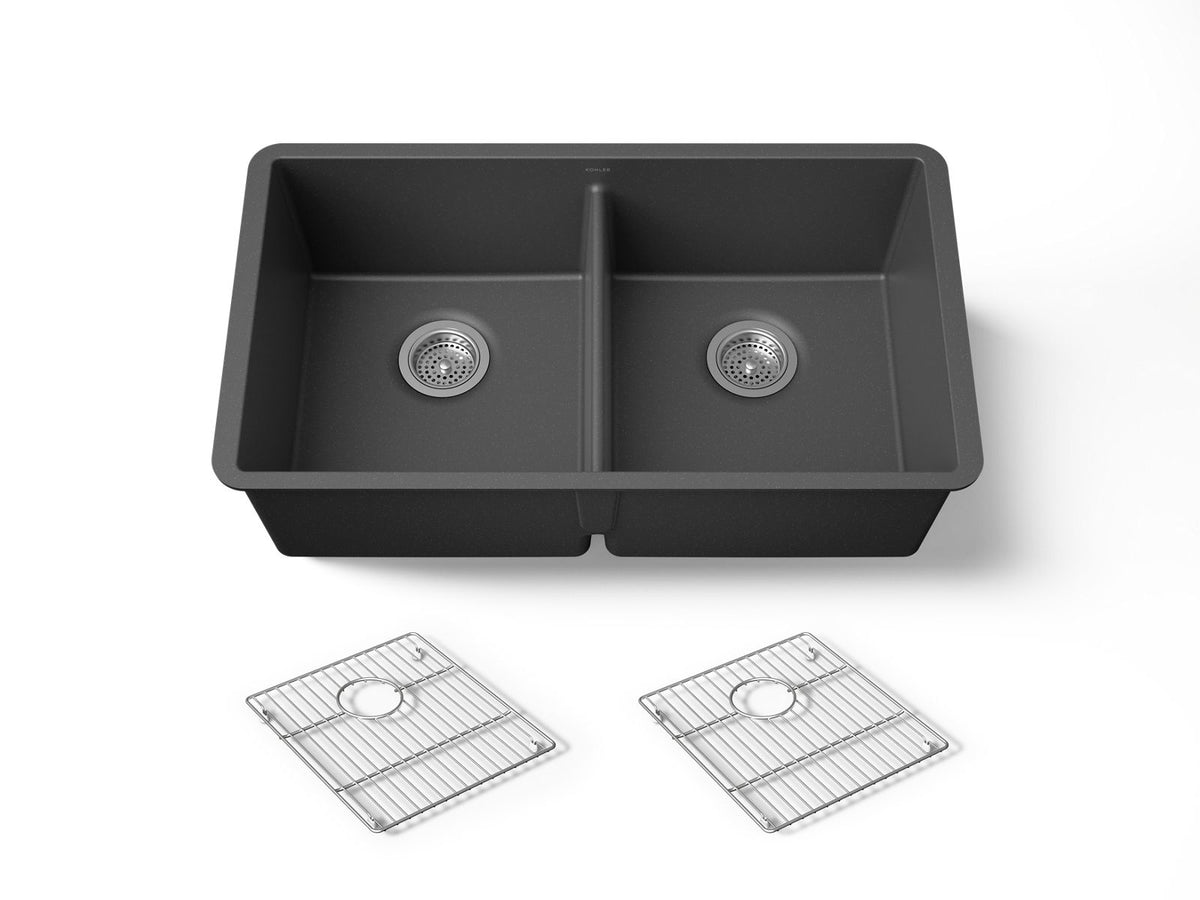 KOHLER K-36750-CM7 Billings 32-1/2" undermount double-bowl kitchen sink - Matte Graphite