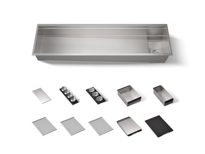 KOHLER K-37905-PAP-NA Synthos 69-3/4" undermount single-bowl workstation kitchen sink - Stainless Steel