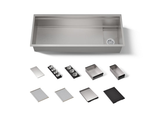 KOHLER K-37907-PAP-NA Synthos 45-3/4" undermount single-bowl workstation kitchen sink - Stainless Steel