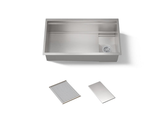 KOHLER K-37908-NA Synthos 33-3/4" undermount single-bowl kitchen sink - Stainless Steel