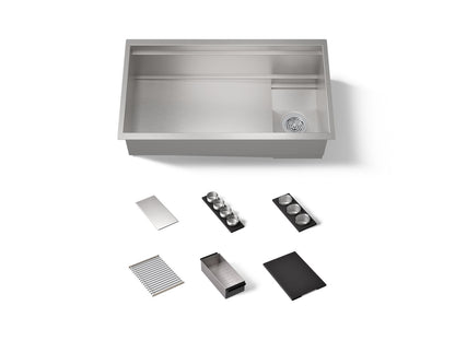 KOHLER K-37908-PAP-NA Synthos 33-3/4" undermount single-bowl workstation kitchen sink - Stainless Steel