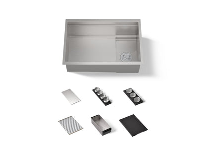 KOHLER K-37911-PAP-NA Synthos 27-3/4" undermount single-bowl workstation kitchen sink - Stainless Steel