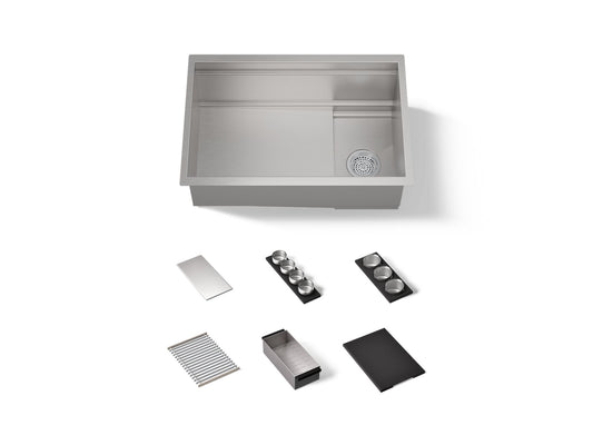 KOHLER K-37911-PAP-NA Synthos 27-3/4" undermount single-bowl workstation kitchen sink - Stainless Steel