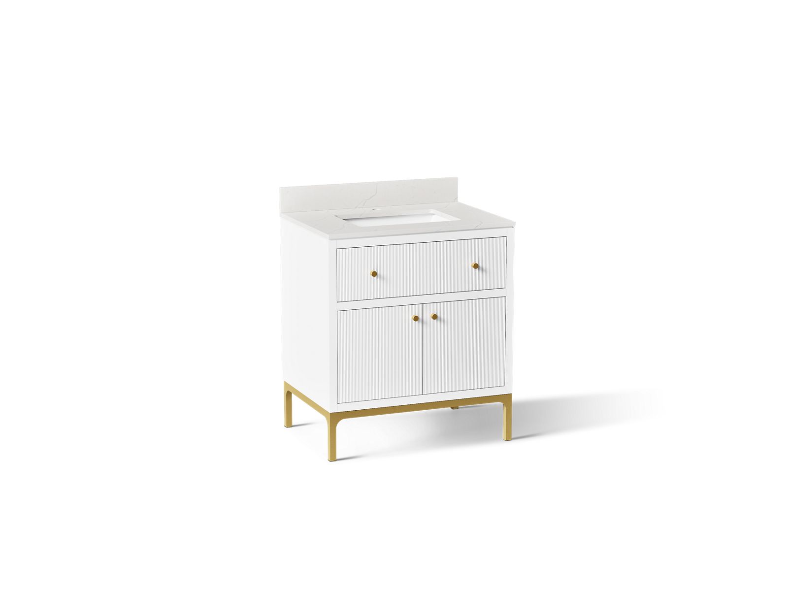 KOHLER K-38008-0 Calpa 30" Bathroom Vanity Cabinet With Sink And Quartz Top - White